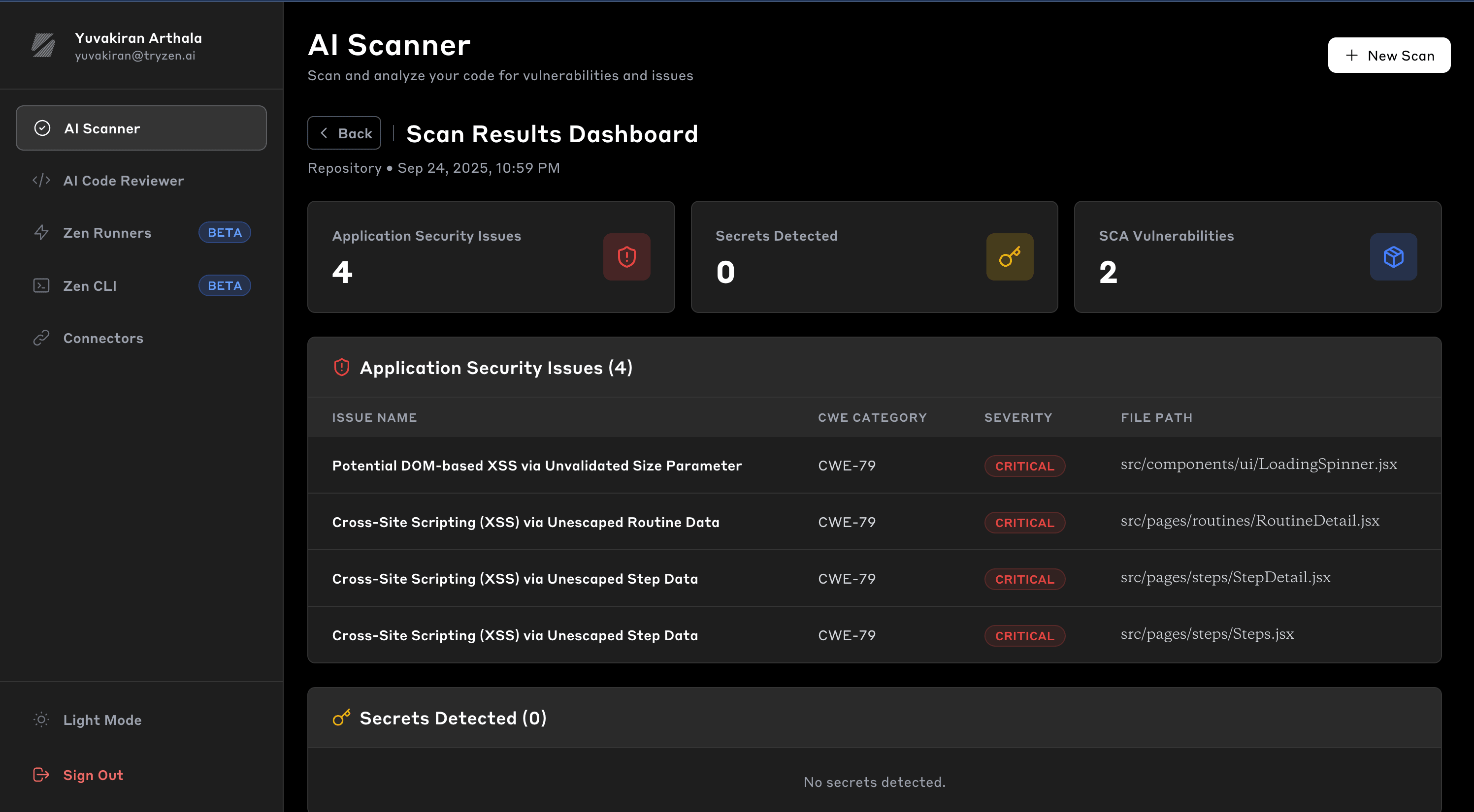 AI Scanner Dashboard